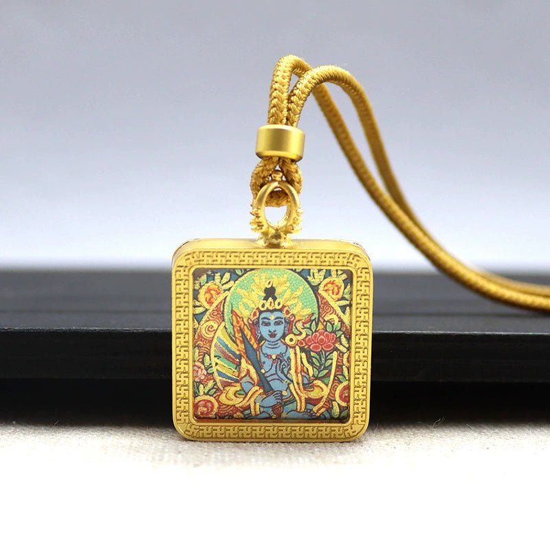akasagarbha bodhisattva mini square gold tibetan thangka pendant sacred protection amulet gold leaf decorated 9 14.jpg akasagarbha bodhisattva mini square gold tibetan thangka pendant sacred protection amulet gold leaf decorated 9 14.jpg