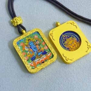 akasagarbha bodhisattva reversible handmade thangka amulet pendant golden edition 2 2.jpg