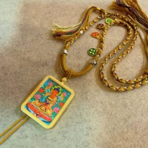 amitabha buddha handcrafted gold tibetan thangka necklace with soft yarn cord4 8.jpg