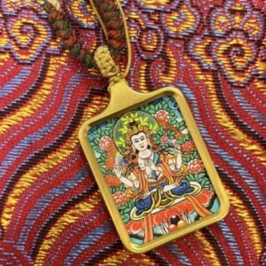 four armed avalokiteshvara solid brass tibetan thangka pendant with handwoven cord3 10.jpg