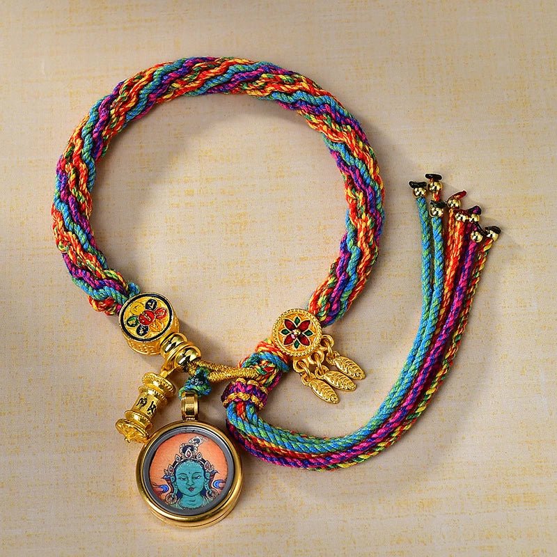 green tara handwoven tibetan thangka blessing bracelet green tara handwoven tibetan thangka blessing bracelet