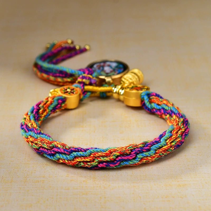 amitabha buddha (eye of wisdom) handwoven tibetan thangka blessing bracelet amitabha buddha (eye of wisdom) handwoven tibetan thangka blessing bracelet