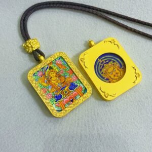 Necklaces manjushri bodhisattva reversible handmade thangka amulet pendant golden edition 2 3.jpg