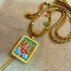 samantabhadra bodhisattva handcrafted gold tibetan thangka necklace with soft yarn cord4 4.jpg