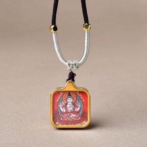 thousand armed avalokiteshvara mini gold tone titanium thangka pendant6 1.jpg