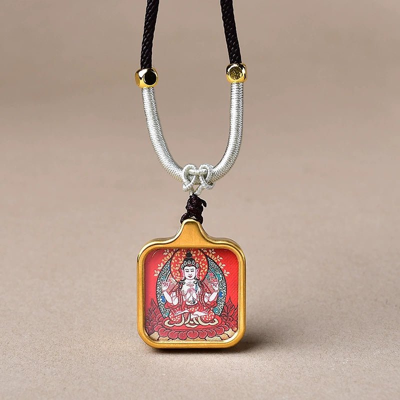 thousand armed avalokiteshvara mini gold tone titanium thangka pendant6 1.jpg thousand armed avalokiteshvara mini gold tone titanium thangka pendant6 1.jpg