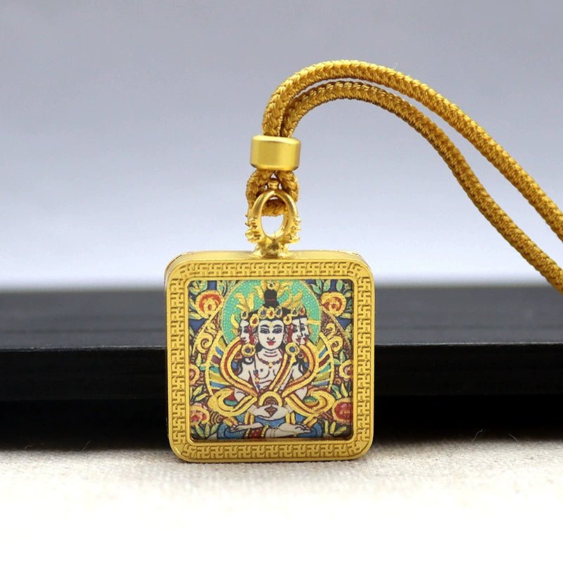 vairocana buddha mini square gold tibetan thangka pendant sacred protection amulet gold leaf decorated 9 18.jpg