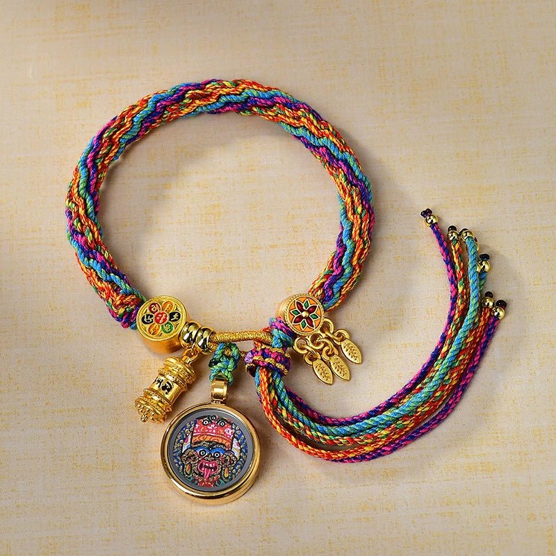 zashi lhamo (god of wealth) handwoven tibetan thangka blessing bracelet zashi lhamo (god of wealth) handwoven tibetan thangka blessing bracelet