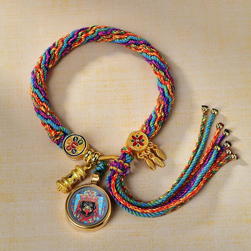 zashi lhamo (god of wealth) handwoven tibetan thangka blessing bracelet zashi lhamo (god of wealth) handwoven tibetan thangka blessing bracelet