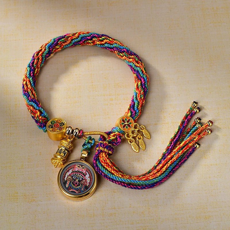 zashi lhamo (god of wealth) handwoven tibetan thangka blessing bracelet zashi lhamo (god of wealth) handwoven tibetan thangka blessing bracelet
