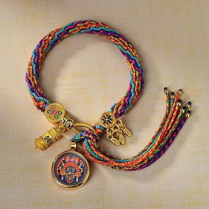zashi lhamo (god of wealth) handwoven tibetan thangka blessing bracelet zashi lhamo (god of wealth) handwoven tibetan thangka blessing bracelet