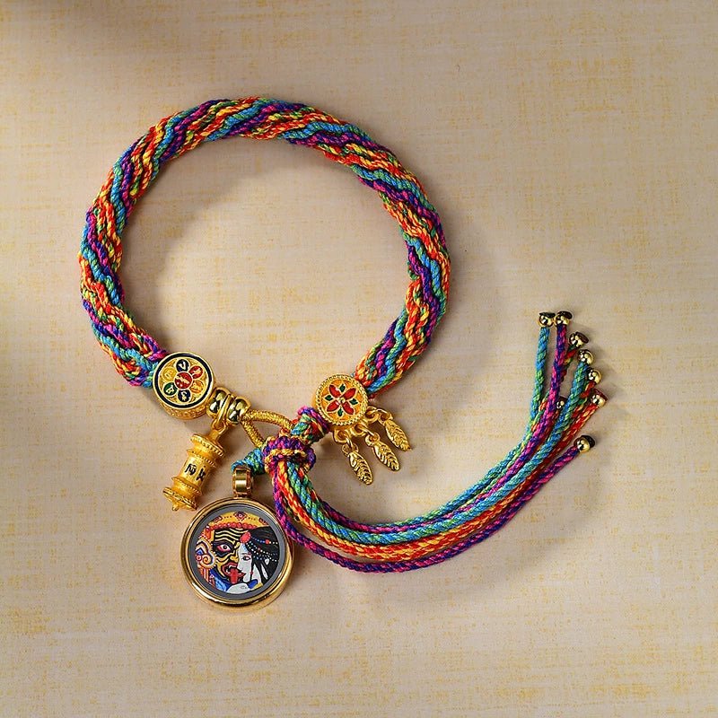 zashi lhamo (past and present life) handwoven tibetan thangka blessing bracelet zashi lhamo (past and present life) handwoven tibetan thangka blessing bracelet